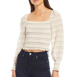 Square Neck Long Sleeve Blouse